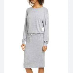 Rag & Bone Avryl Grey Long Sleeve Stretch Drawstring Waist Dress S
